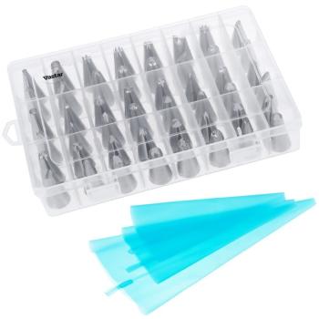 Vastar, 54-in-1 Cake Decorating Tips Supplies, Professional Stainless Steel DIY Icing Tip Set Tools