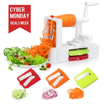 Folksmate, Premium Stainless Steel Tri-Blade Spiralizer Vegetable Slicer