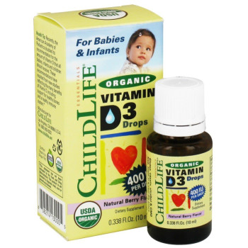 ChildLife, Organic Vitamin D3 Drops, Natural Berry Flavor, 400 IU - 0.338 fl oz (10 ml)