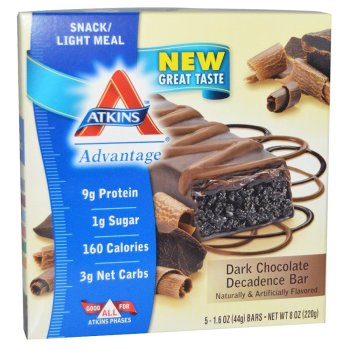 Atkins, Dark Chocolate Decadence Bar, 5 Bars - 1.6 oz (44 g) each
