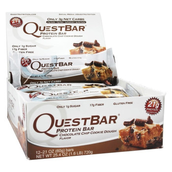 Quest Nutrition, QuestBar, Protein Bar, Chocolate Chip Cookie Dough, 12 Bars - 2.1 oz (60 g) each