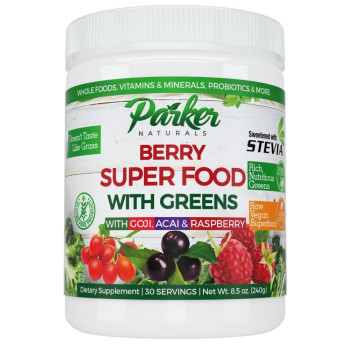 Parker Naturals, Raw Organic Nutrition, Berry Green Superfood with Goji, Acai & Raspberry - 8.5 oz (240 g)