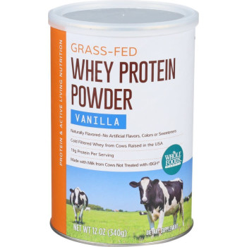 Whole Foods Market, Grass-Fed Whey Protein Powder, Vanilla - 12 oz (340 g)