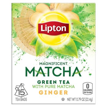 Lipton, Magnificent Matcha, Green Tea Bags, Ginger, 15 bags - 0.79 oz (22.4 g)