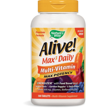 Nature's Way, Alive! Max3 Daily Multi-Vitamin, Max Potency - 180 Tablets