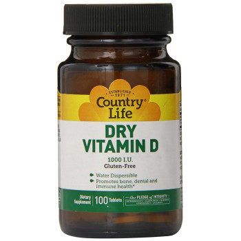 Country Life, Dry Vitamin D, 1000 IU - 100 Tablets