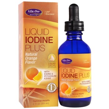 Life Flo Health, Liquid Iodine Plus Liquid Drops, Natural Orange Flavor - 2 fl oz (59 ml)
