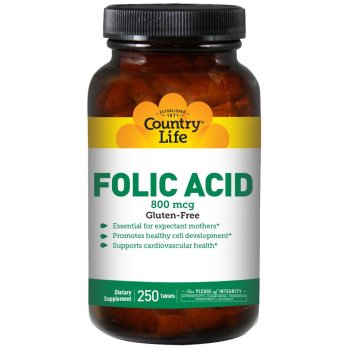 Country Life, Folic Acid, 800 mcg - 250 Tablets