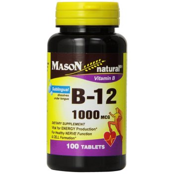 Mason Naturals, Vitamin B-12, 1000 mcg - 100 Sublingual  Tablets