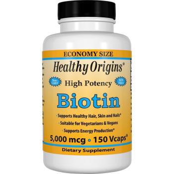 Healthy Origins, Biotin, High Potency, 5,000 mcg - 150 Vcaps