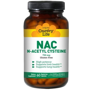 Country Life, NAC, N-Acetyl Cysteine, 750 mg - 60 Veggie Caps