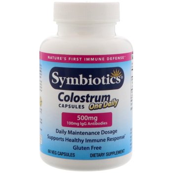 Symbiotics, Colostrum One Daily, 500 mg - 60 Veg Capsules