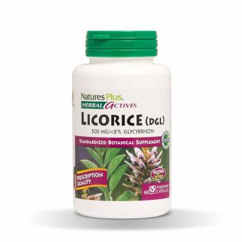 Nature's Plus, Herbal Actives, Licorice (DGL), 500 mg - 60 Vegetarian Capsules