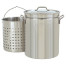 Bayou Classic, 44 Quart (40cm x 49cm) All Purpose Stainless Steel Stockpot with Steam and Boil Basket