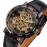 GHS, Men's Elegant Skeleton Dial Wrist Watch - Black
