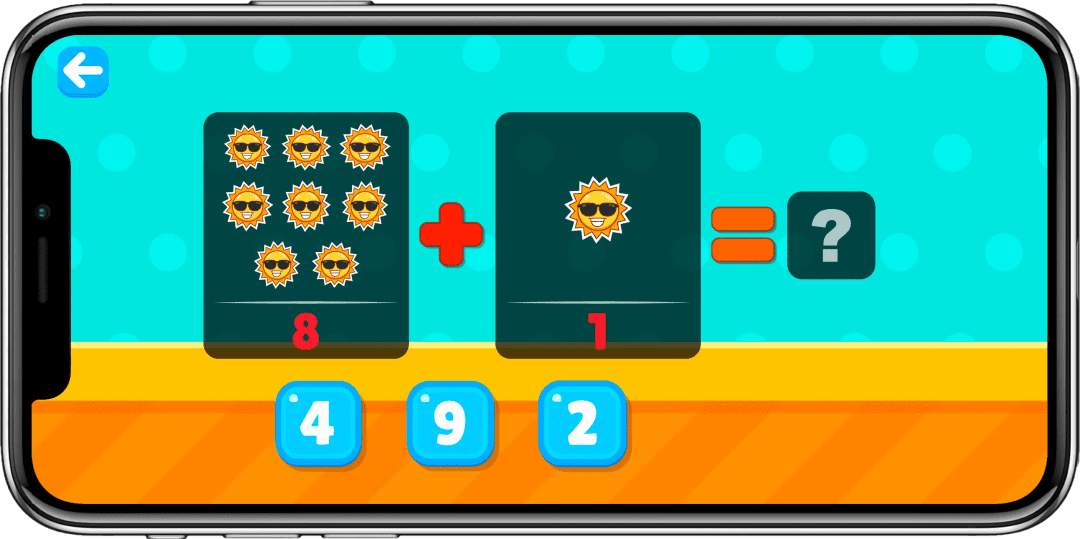First addition: objects to count and combine, narrated aloud.