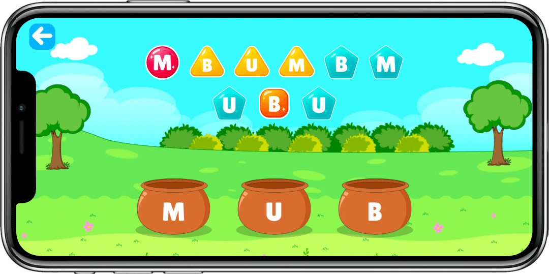 The alphabet activity: letters to pick out and match, each one called out aloud.