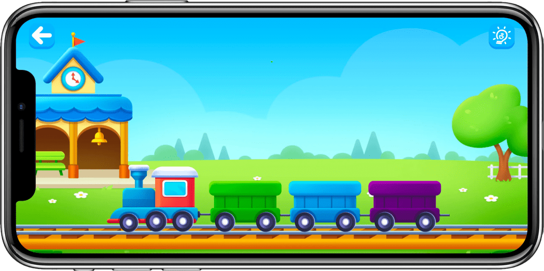 The colour train: wagons to load with objects of the matching colour.