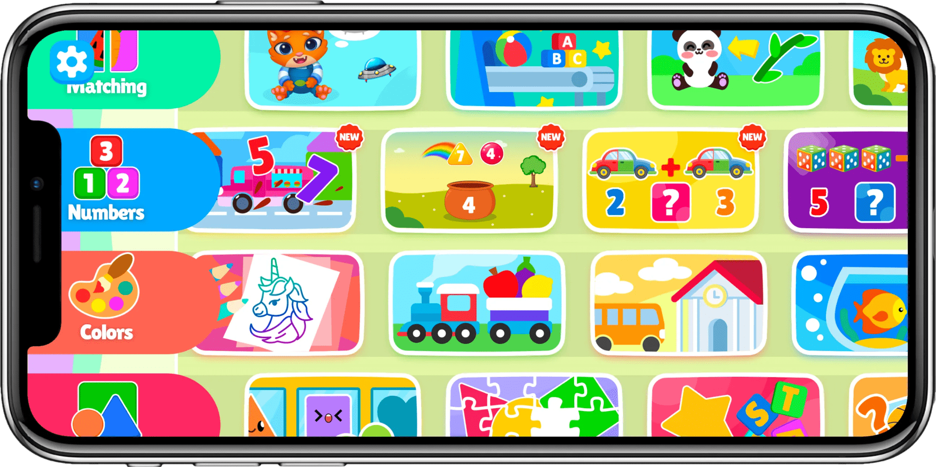 More rows of learning games in the app's library