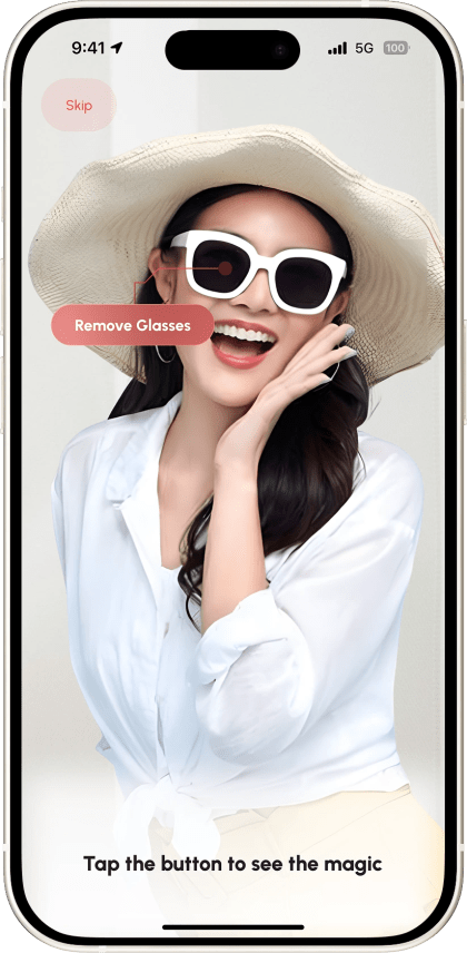 Object Remover edit screen — choosing an AI photo tool, built by Mobizio