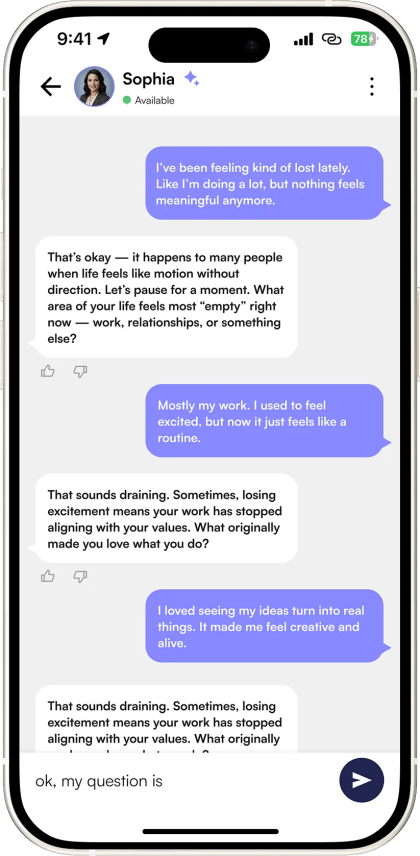 Habit Tracker AI life-coach chat screen, built by Mobizio