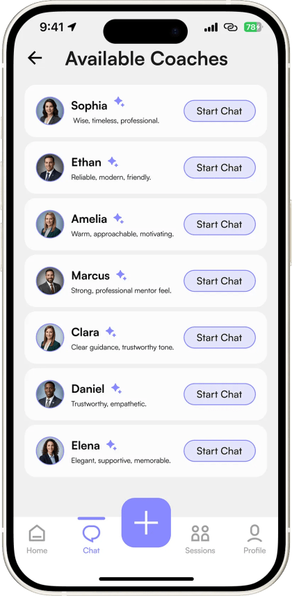 Habit Tracker optional human coaches screen, built by Mobizio