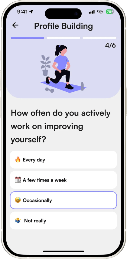 Habit Tracker profile setup screen, built by Mobizio