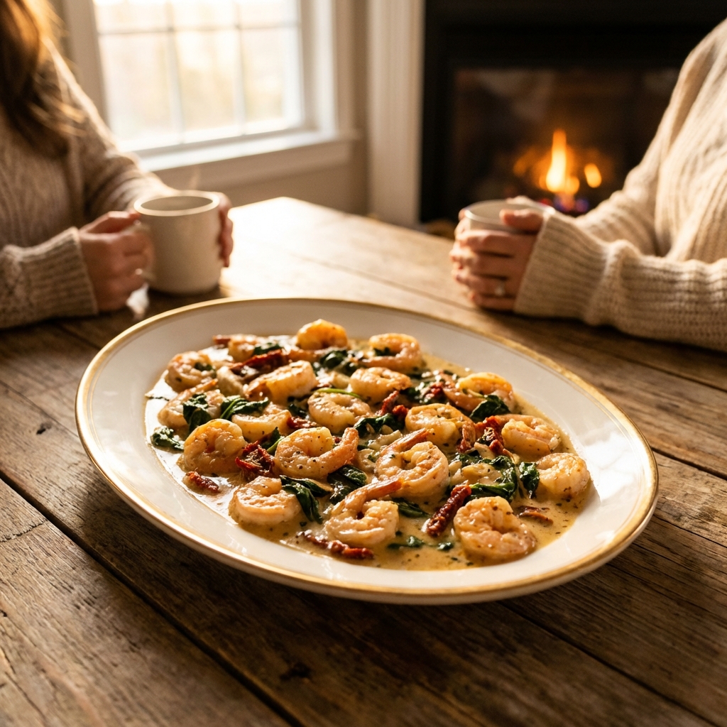 Dîner Crémeux aux Crevettes à lAil Simple et Délicieux