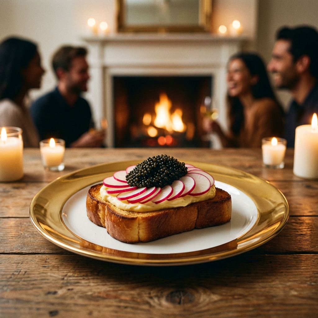 Exquisitas Tostas de Caviar con Mantequilla de Miso