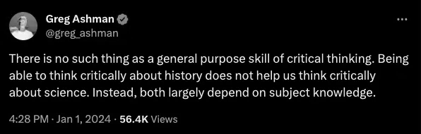 Tweet by Greg Ashman