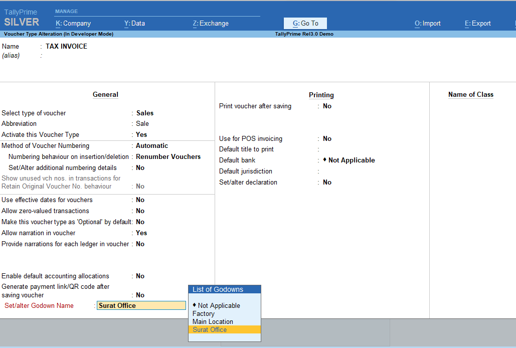 Predefine Godown in Voucher / Stock Item — Tally add-on