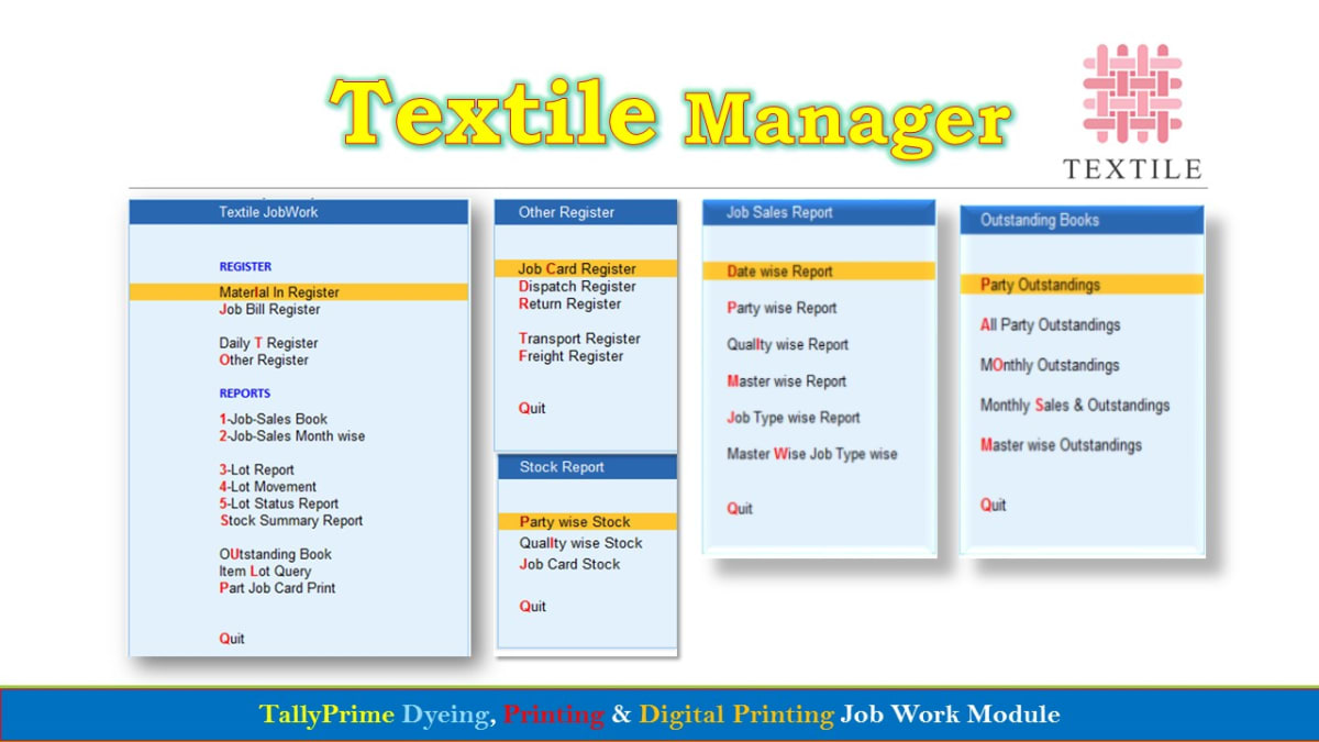 Textile Job-Work In Module in TallyPrime