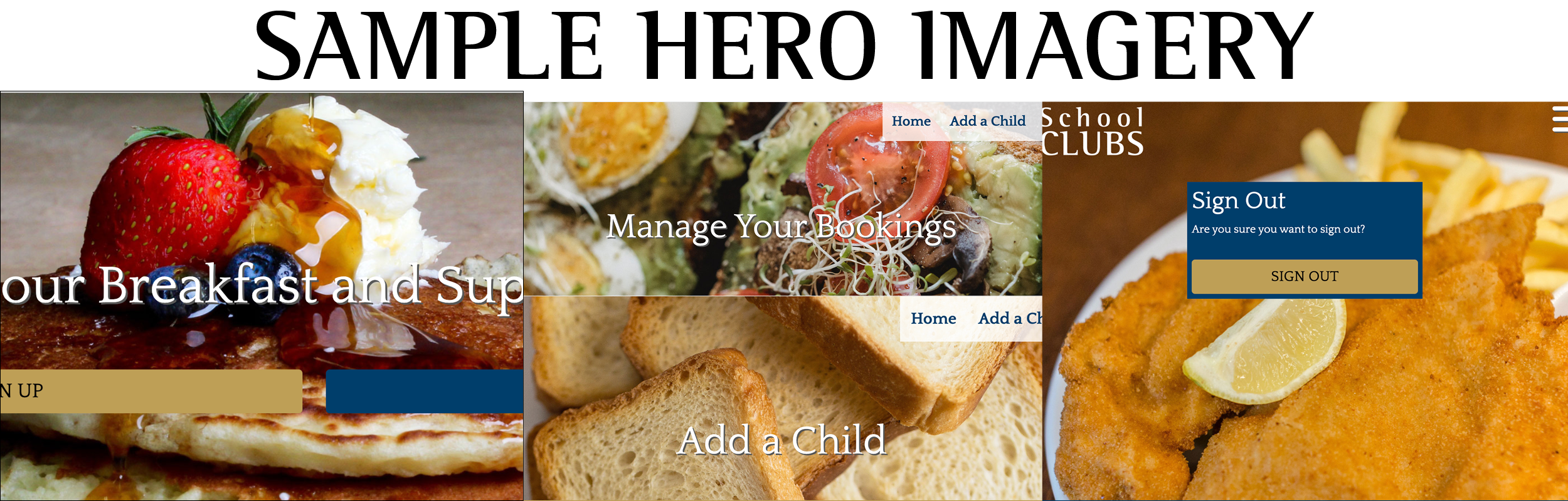 Sample images used in School Clubs website