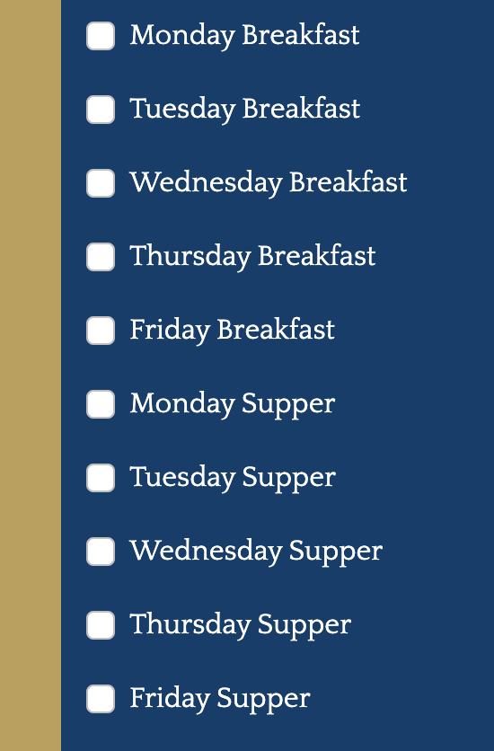 Screenshot of block bookings facility
