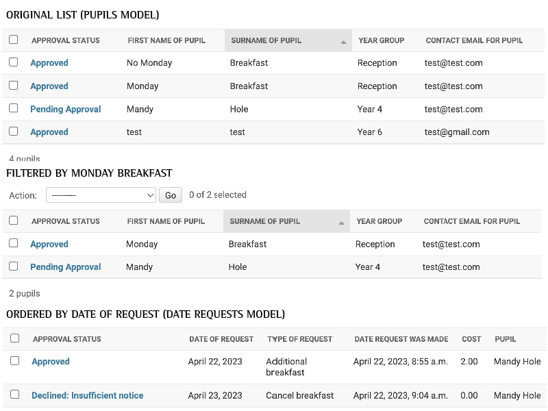 Screenshot of accessing attendance