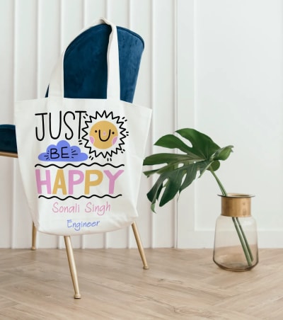 Just Be Happy Personalized Engineer Tote Bag