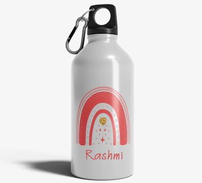 Personalized [Designer] Sipper Bottle 650ML White | Rainbow Art With Name