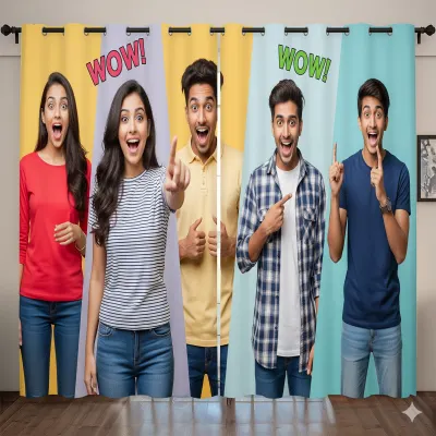 Five Photo Collage Customized Curtain