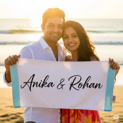 Romantic Lakeside Couple Towel