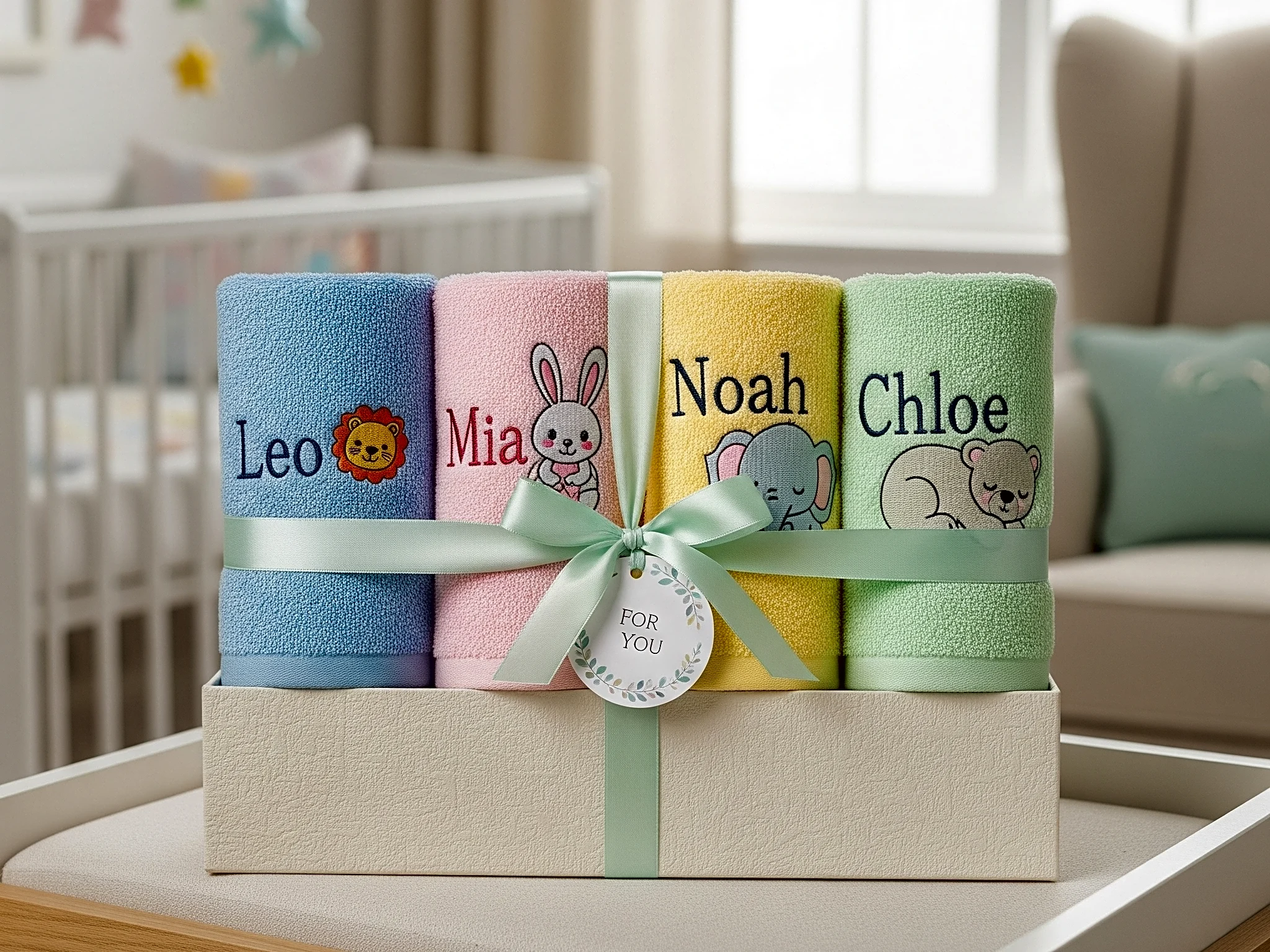 Set of 4 Personalized Baby Towels