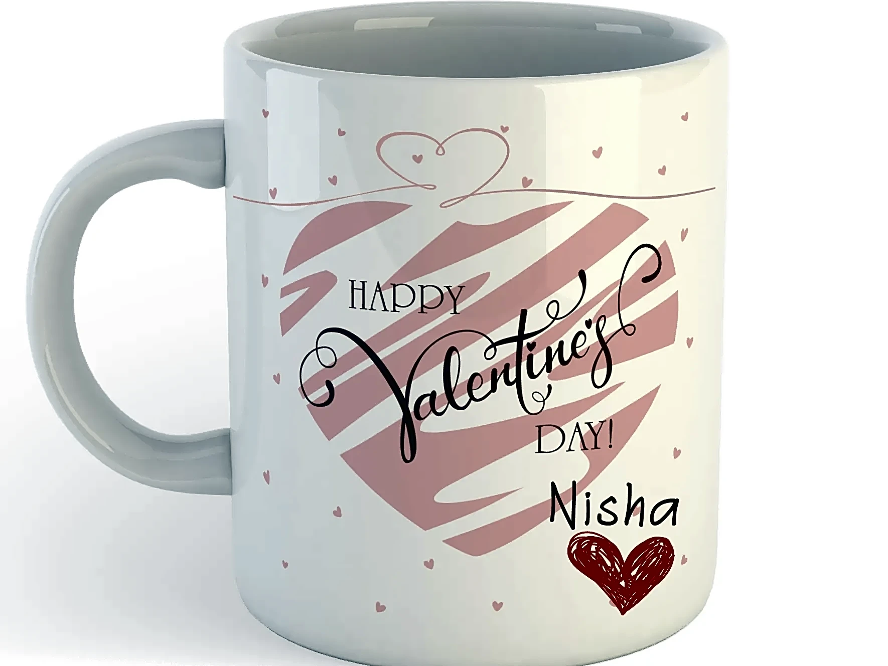 Personalized Designer Happy Valentine Day Mug - With Personalized Name
