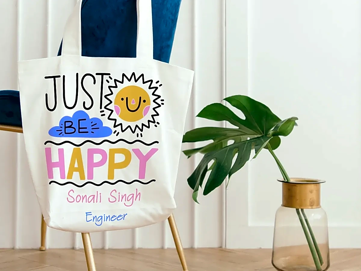 Just Be Happy Personalized Engineer Tote Bag 