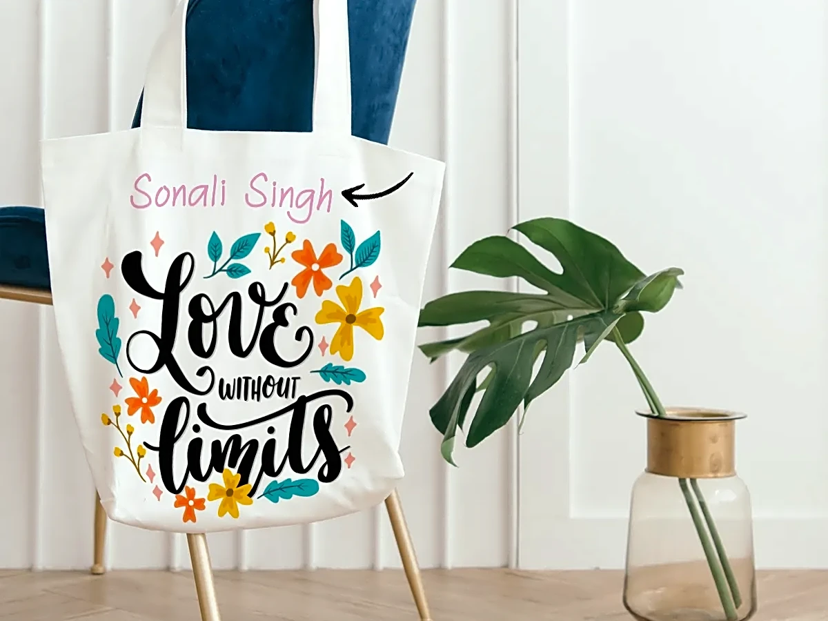 Love Without Limits Personalized Name Tote Bag 