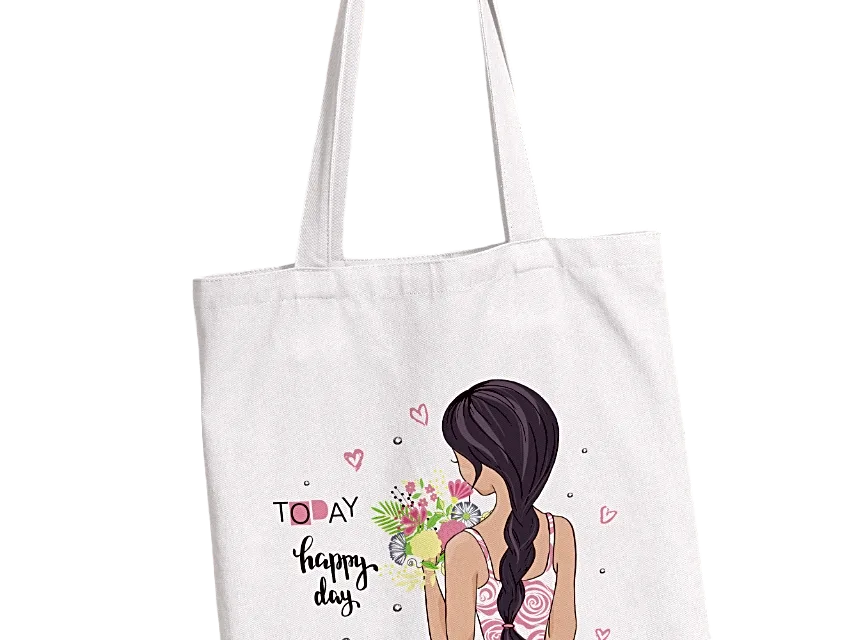 Personalized Name Tote Bag with Cute Girl