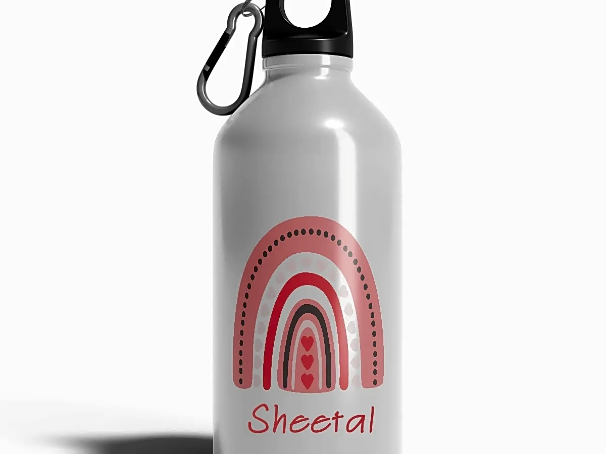 Personalized [Designer] Sipper Bottle 650ML White | Rainbow Art With N