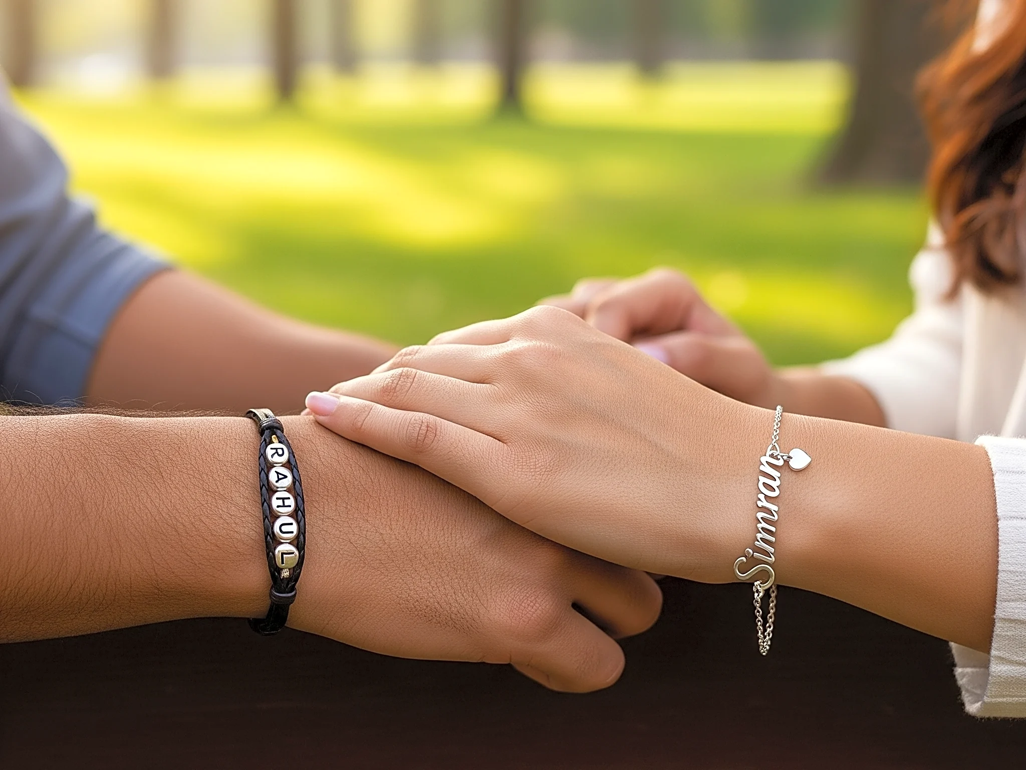 name bracelets for couples set