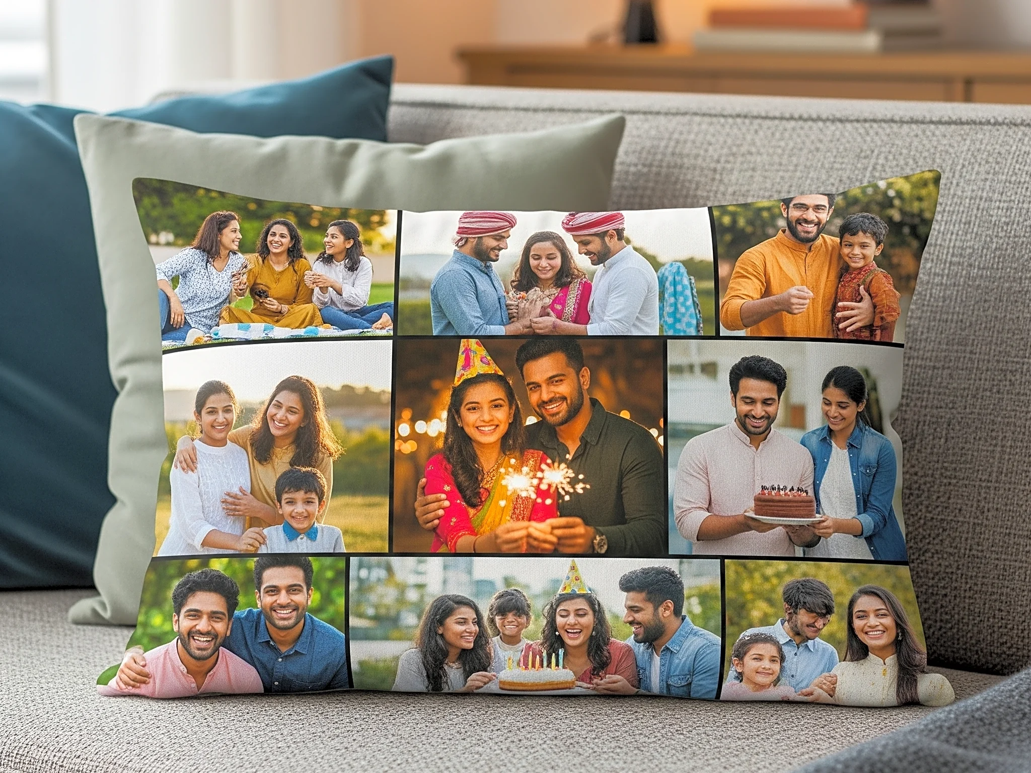 photo collage pillow print