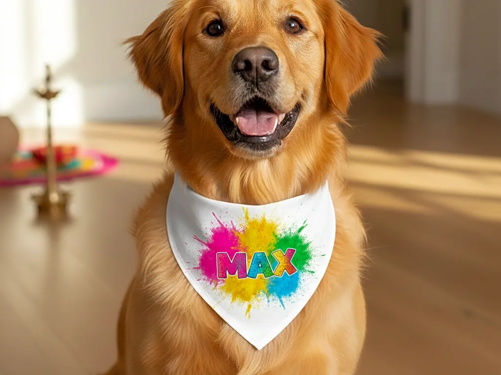 holi custom dog bandana with name