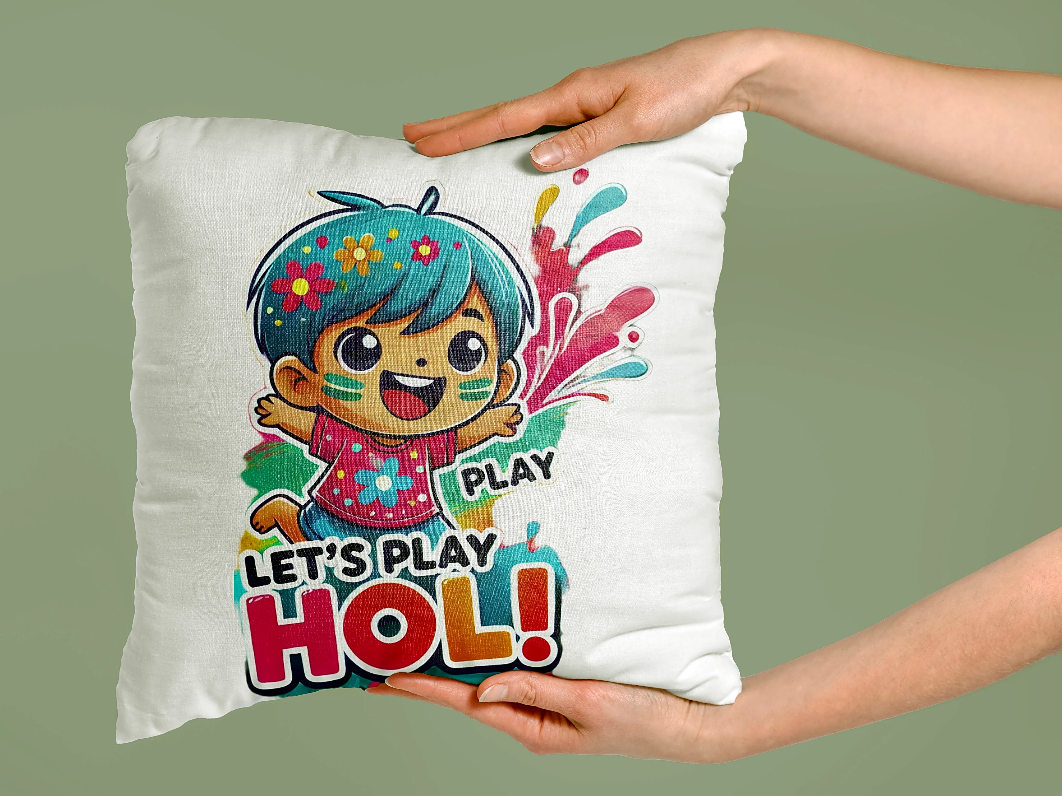 Custom Holi Cushion Gift