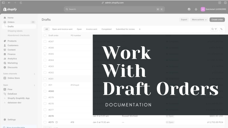 Bulk Edit Draft Orders in Shopify – Import & Export Guide | DataEase ...